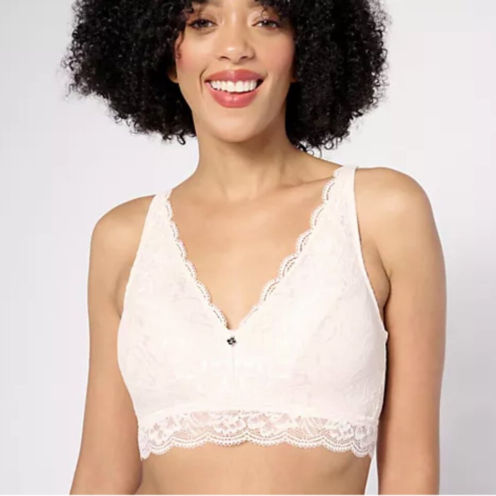 EUC Breezies Natural Curves Wirefree Lace Bralette with Removable Pads - Size XL